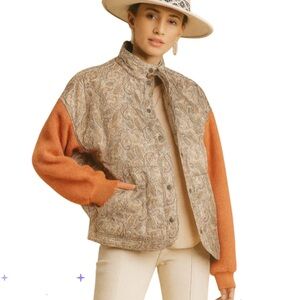 Umgee Small (25” ptp) Paisley All The Way Orange Sleeve Jacket